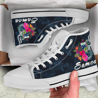 Samoa Polynesian High Top Shoes - Tropical Flowers - Polynesian Pride