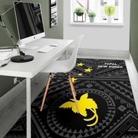 Papua New Guinea Area Rug - Flag With Polynesian Patterns (Black) - Polynesian Pride
