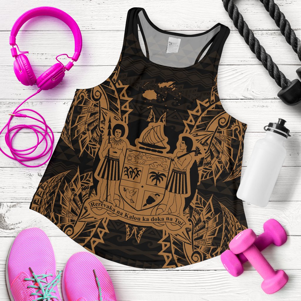 Fiji Polynesian Women Tank Top Map Gold - Polynesian Pride