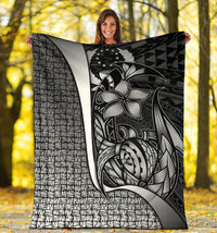 Pohnpei Micronesia Premium Blanket White - Turtle With Hook - Polynesian Pride