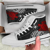Polynesian Hawaii High Top Shoes - Polynesian Turtle (Red) Unisex White - Polynesian Pride