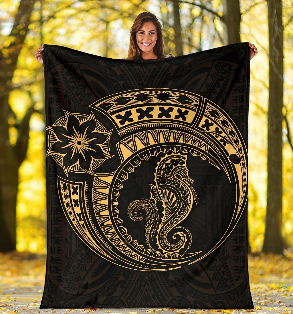 Seahorse Polynesian Blanket - Polynesian Tattoo Gold - Polynesian Pride