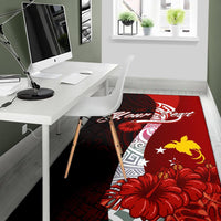 Papua New Guinea Polynesian Custom personalised Area Rug - Coat Of Arm With Hibiscus - Polynesian Pride