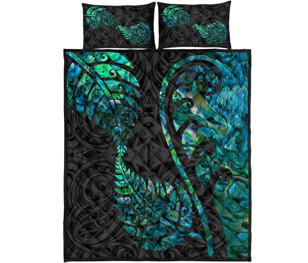 Aotearoa Maori Quilt Bed Set Silver Fern Koru Vibes - Polynesian Pride