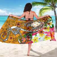 Fiji Custom Personalised Sarong - Turtle Plumeria (Gold) - Polynesian Pride