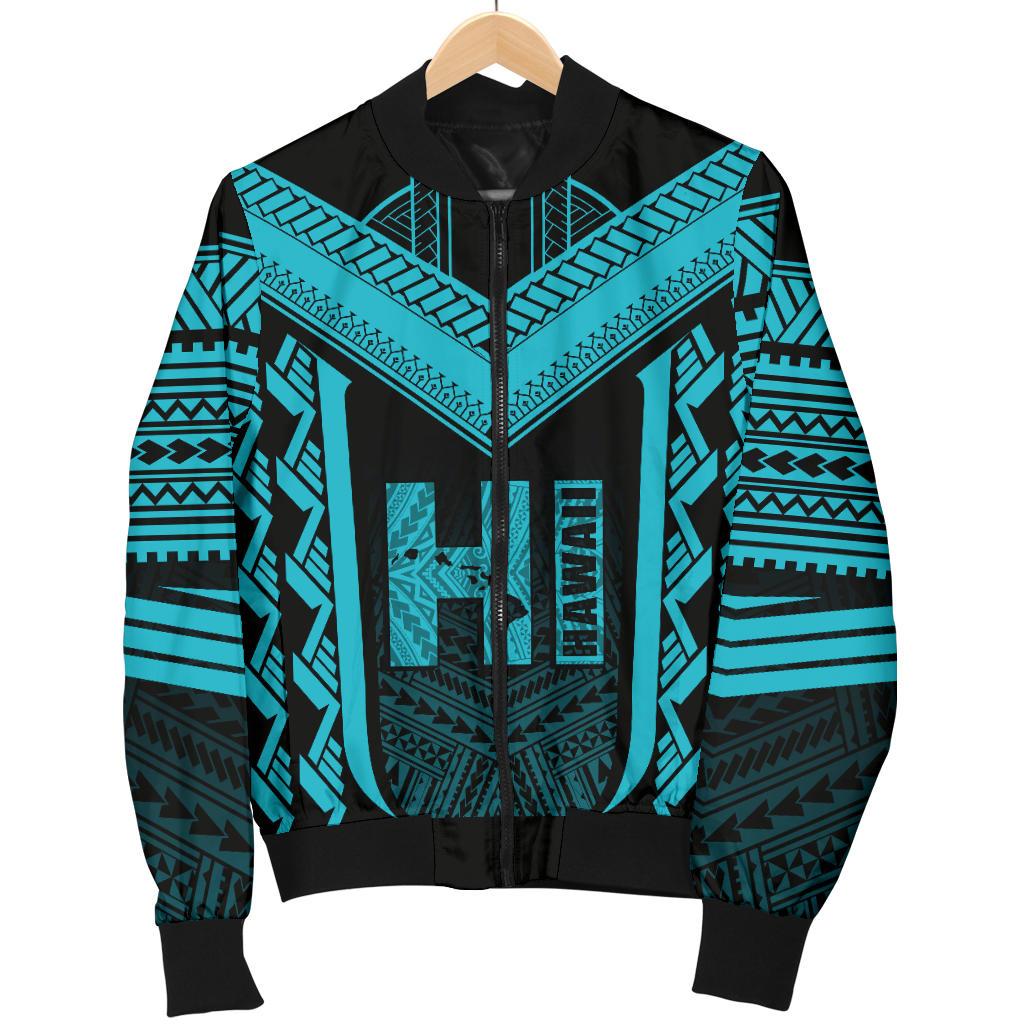 Hawaiian Kanaka Polynesian Women's Bomber Jacket Active Blue - Polynesian Pride