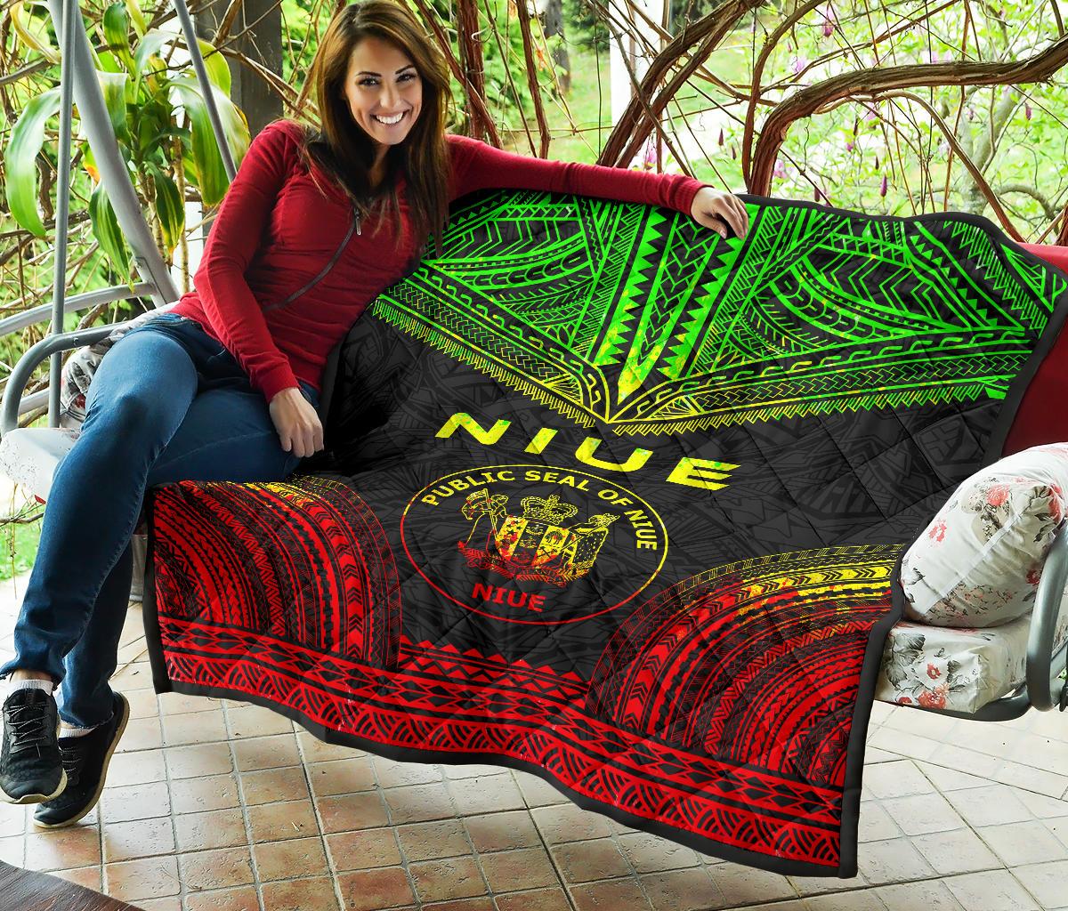 Niue Premium Quilt - Niue Seal Polynesian Chief Reggae Version - Polynesian Pride