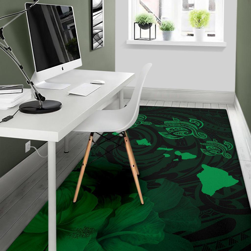 Hawaii Turtle Hibiscus Map Polynesian Area Rug AH - Polynesian Pride