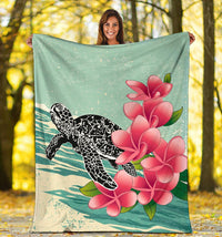 Hawaii Premium Blanket - Hawaii Turtles With Plumeria Classic Premium Blanket - Polynesian Pride