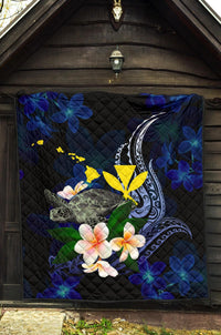 Polynesian Hawaii Premium Quilt - Turtle With Plumeria Flowers - Polynesian Pride