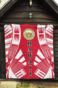 Hawaii Premium Quilt - Hawaii Seal Polynesian White Tattoo (Red) - Polynesian Pride
