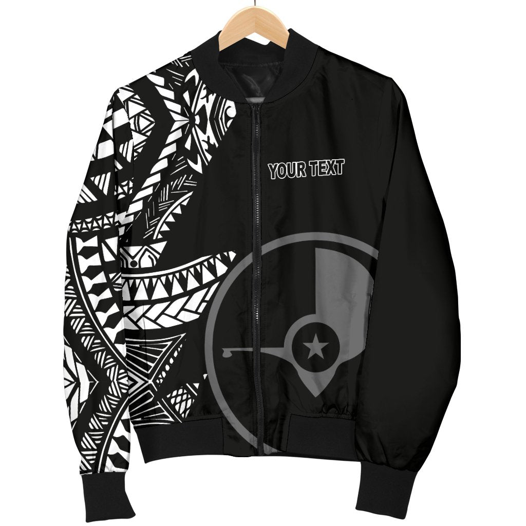 Yap Personalised Custom Men's Bomber Jacket - Micronesian Pattern Flash Black Black - Polynesian Pride
