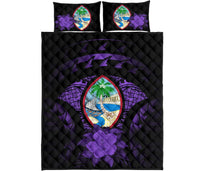 Guam Polynesian Quilt Bed Set Hibiscus Purple - Polynesian Pride