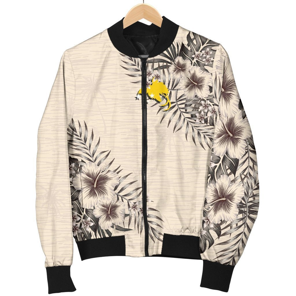 Papua New Guinea Men's Bomber Jacket - The Beige Hibiscus - Polynesian Pride