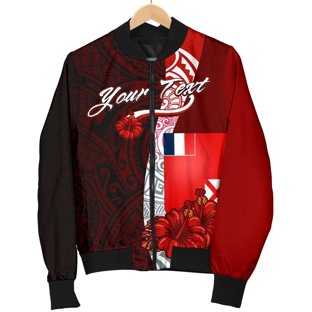 Wallis and Futuna Polynesian Custom Personalised Men's Bomber Jacket - Coat Of Arm With Hibiscus - Polynesian Pride