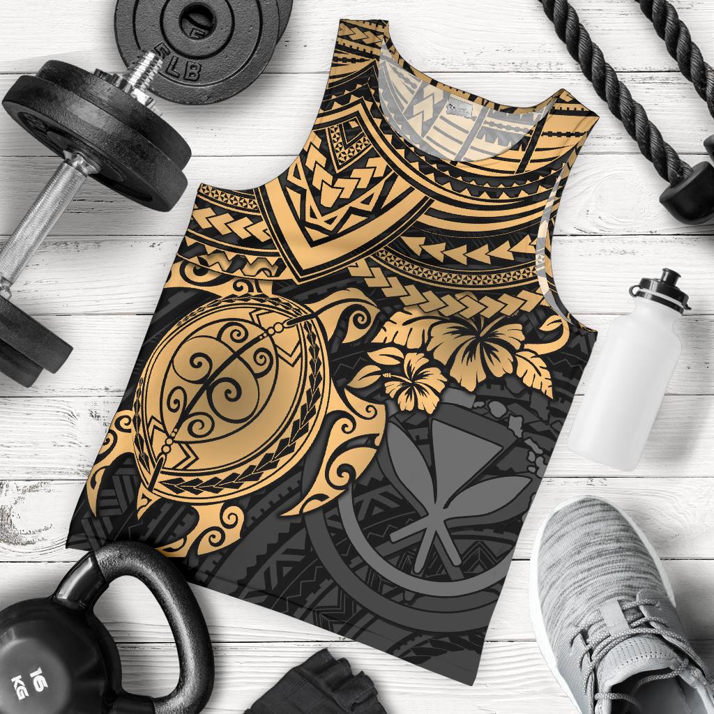 Polynesian Hawaii Men's Tank Top - Gold Turtle GOLD - Polynesian Pride