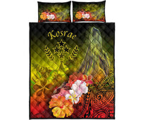 Kosrae Quilt Bed Set - Humpback Whale with Tropical Flowers (Yellow) - Polynesian Pride