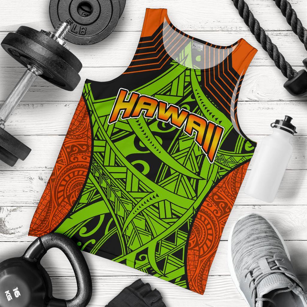 Polynesian Hawaii Men's Tank Top - Tribal Wave Green - Polynesian Pride