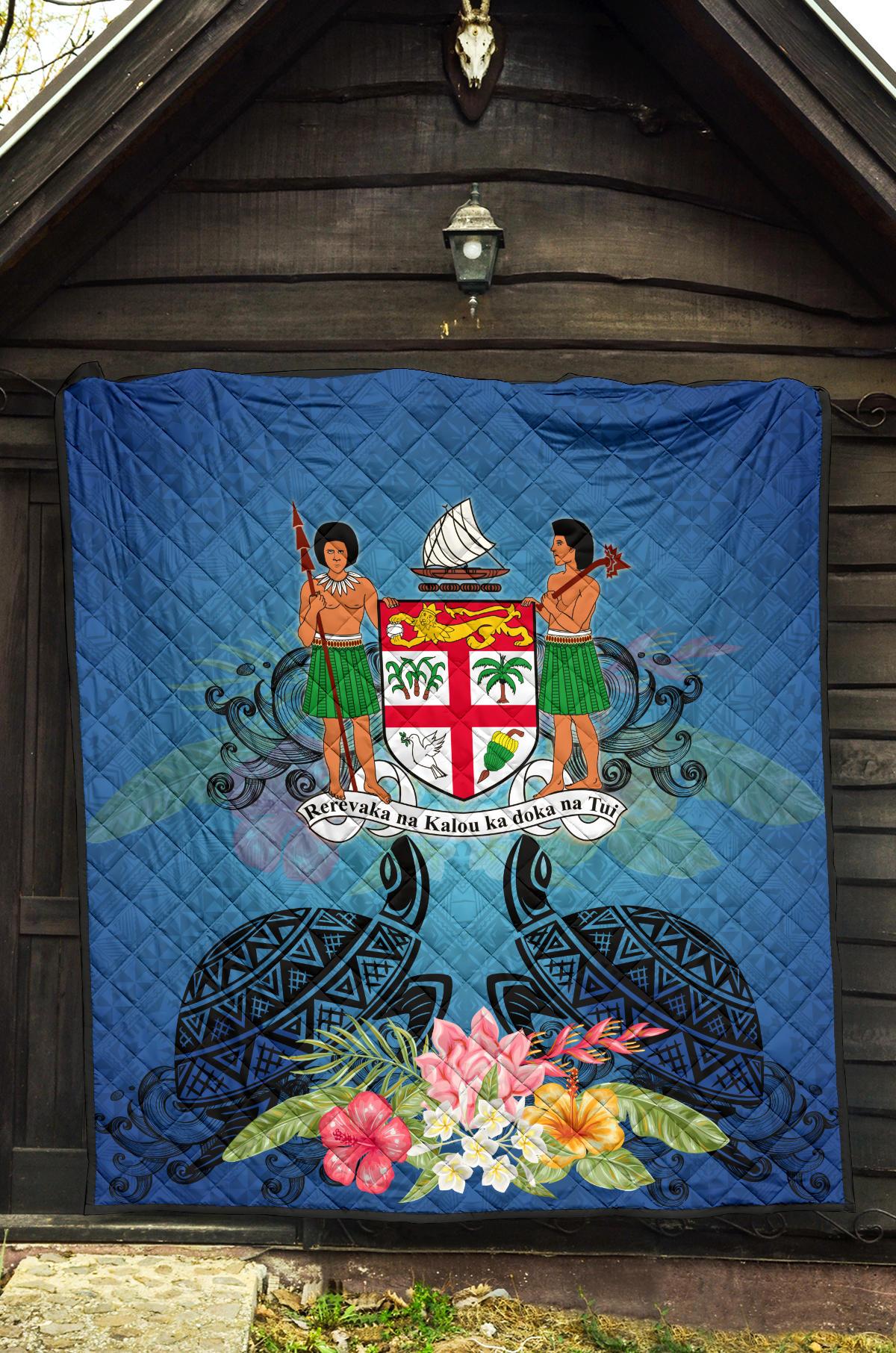 Fiji Premium Quilt - Turtle Hibiscus Tapa Patterns - Polynesian Pride