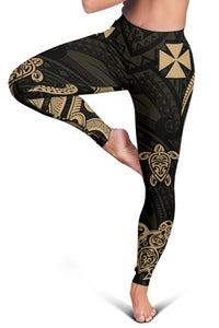 Wallis and Futuna Women's Leggings - Gold Tentacle Turtle - Polynesian Pride