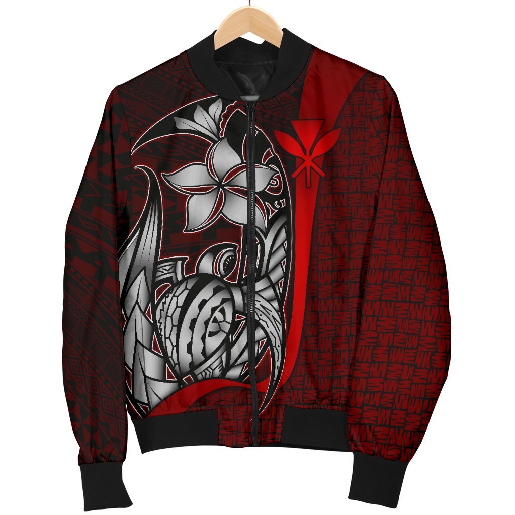 Polynesian Hawaii Men Bomber Jacket Red - Turtle with Hook RED - Polynesian Pride