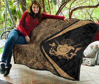 Cook Islands Coat Of Arms Polynesian Premium Quilt - Circle Style - 02 - Polynesian Pride