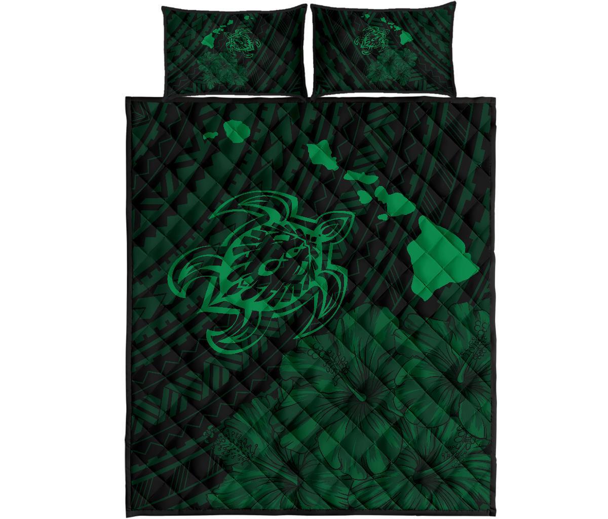 Hawaii Sea Turtle Is Swimming Toward Quilt Bed Set Green Green - Polynesian Pride