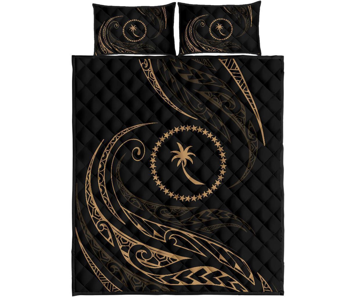 Chuuk Islands Quilt Bed Set - Gold - Frida Style Gold - Polynesian Pride