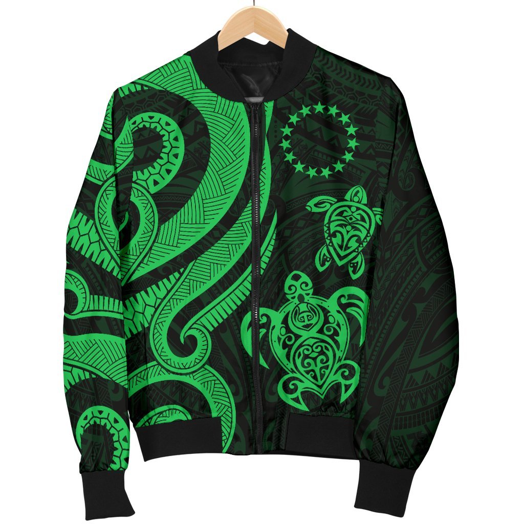 Cook Islands Men's Bomber Jacket - Green Tentacle Turtle - Polynesian Pride