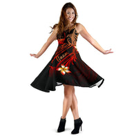 Guam Polynesian Midi Dress - Plumeria Flowers And Waves - Polynesian Pride