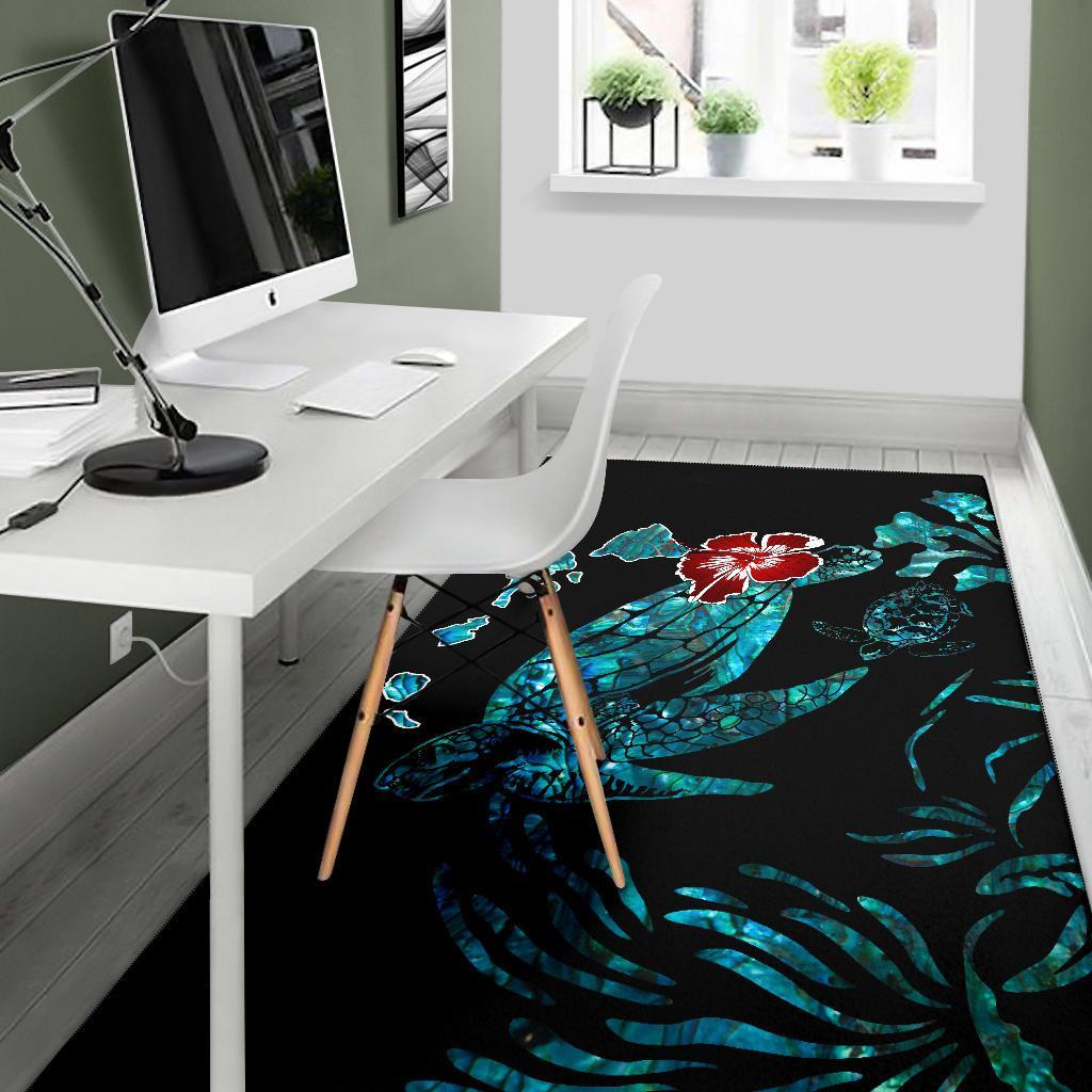 Hawaii Ohana Honu Paua Shell Rug - Polynesian Pride