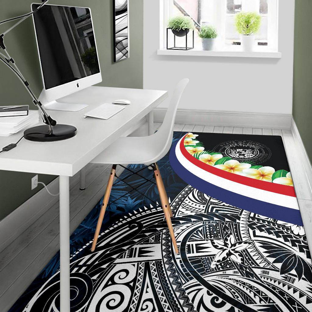 Polynesian Hawaii Area Rug - Hawaii Seal With Plumeria Style - Polynesian Pride