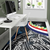 Polynesian Hawaii Area Rug - Hawaii Seal With Plumeria Style - Polynesian Pride