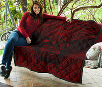 Fiji Premium Quilt - Fiji Coat Of Arms Polynesian Chief Red Version - Polynesian Pride