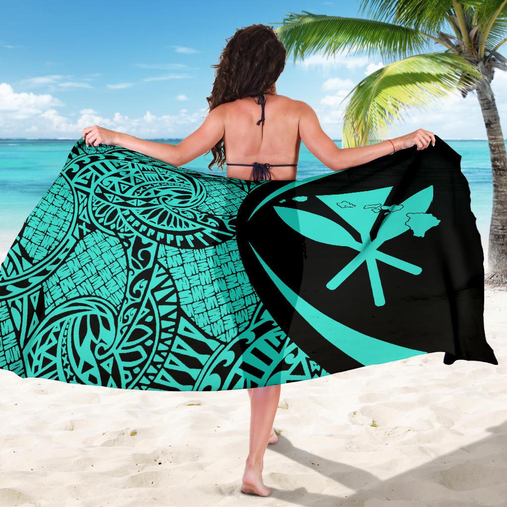 Kanaka Maoli Map Sarong Turquoise - Circle Style - Polynesian Pride