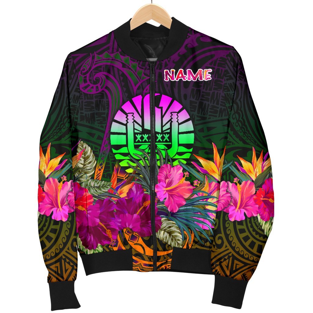 Tahiti Personalised Men's Bomber Jacket - Summer Hibiscus - Polynesian Pride