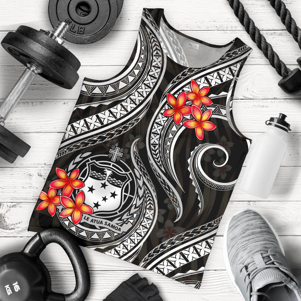 Samoa Polynesian Men Tank Top - White Plumeria - Polynesian Pride