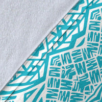 Hawaii Polynesian Tribal Premium Blanket - Circle Style Blue And White - Polynesian Pride