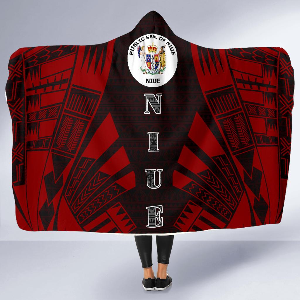 Niue Hooded Blanket - Polynesian Tattoo Red - Polynesian Pride