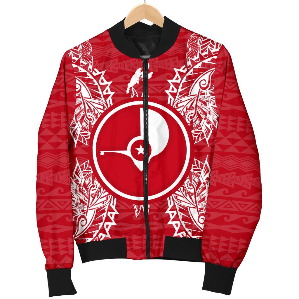 Yap Polynesian Men's Bomber Jacket Map Red White - Polynesian Pride