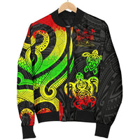 Fiji Polynesian Men Bomber Jacket - Reggae Tentacle Turtle Crest - Polynesian Pride