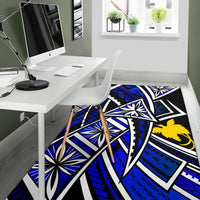 Papua New Guinea Area Rug - Tribal Flower Special Pattern Blue Color - Polynesian Pride