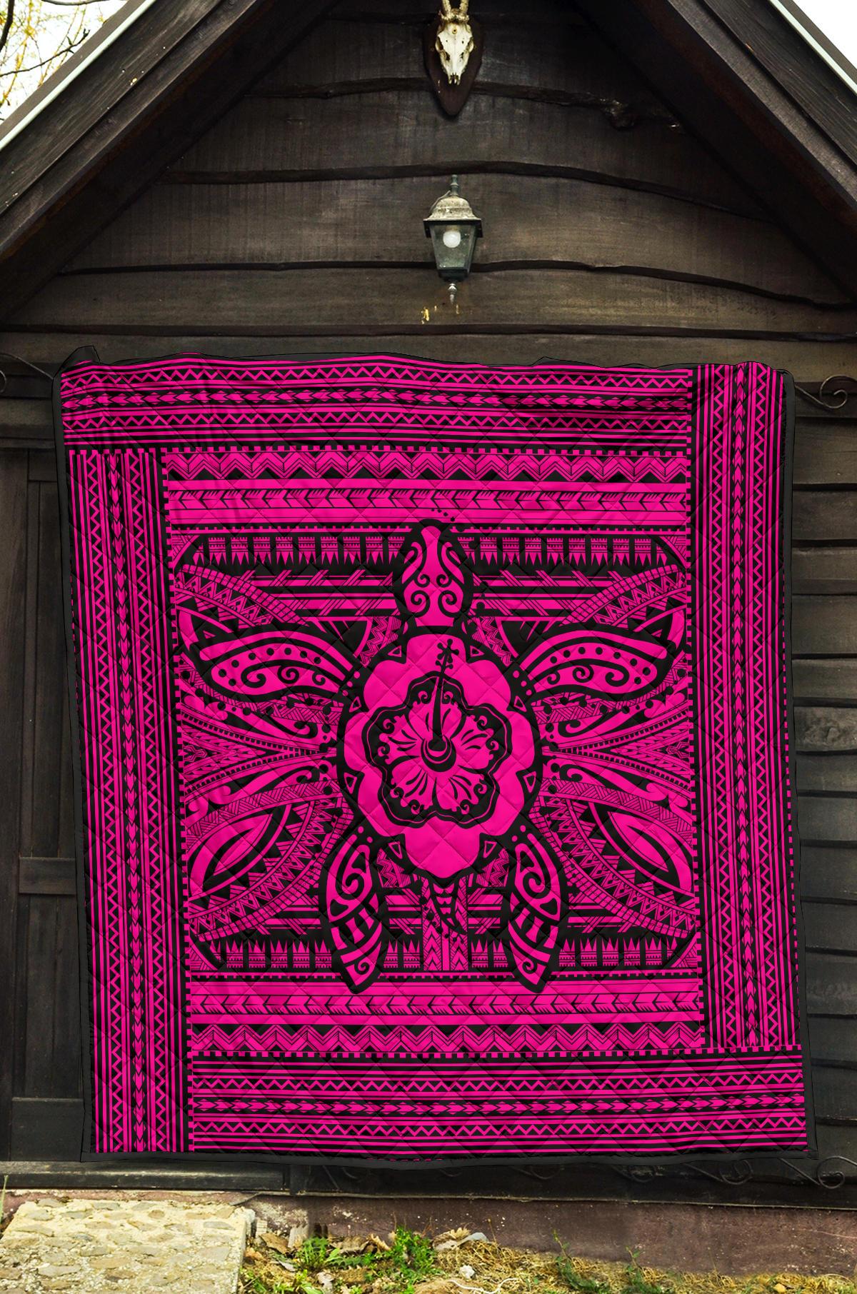 Hawaii Polyensian Turtle Premium Quilt Pink - Polynesian Pride