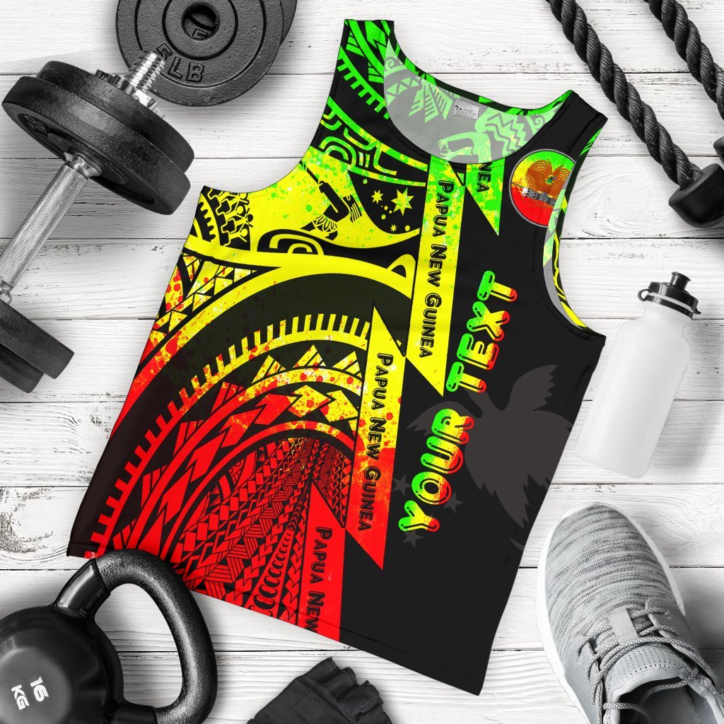 (Custom Personalised) Polynesian Guinea Men's Tank Top - Moana Maui Tattoo With Coat Of Arm Guinea Reggae Reggae - Polynesian Pride