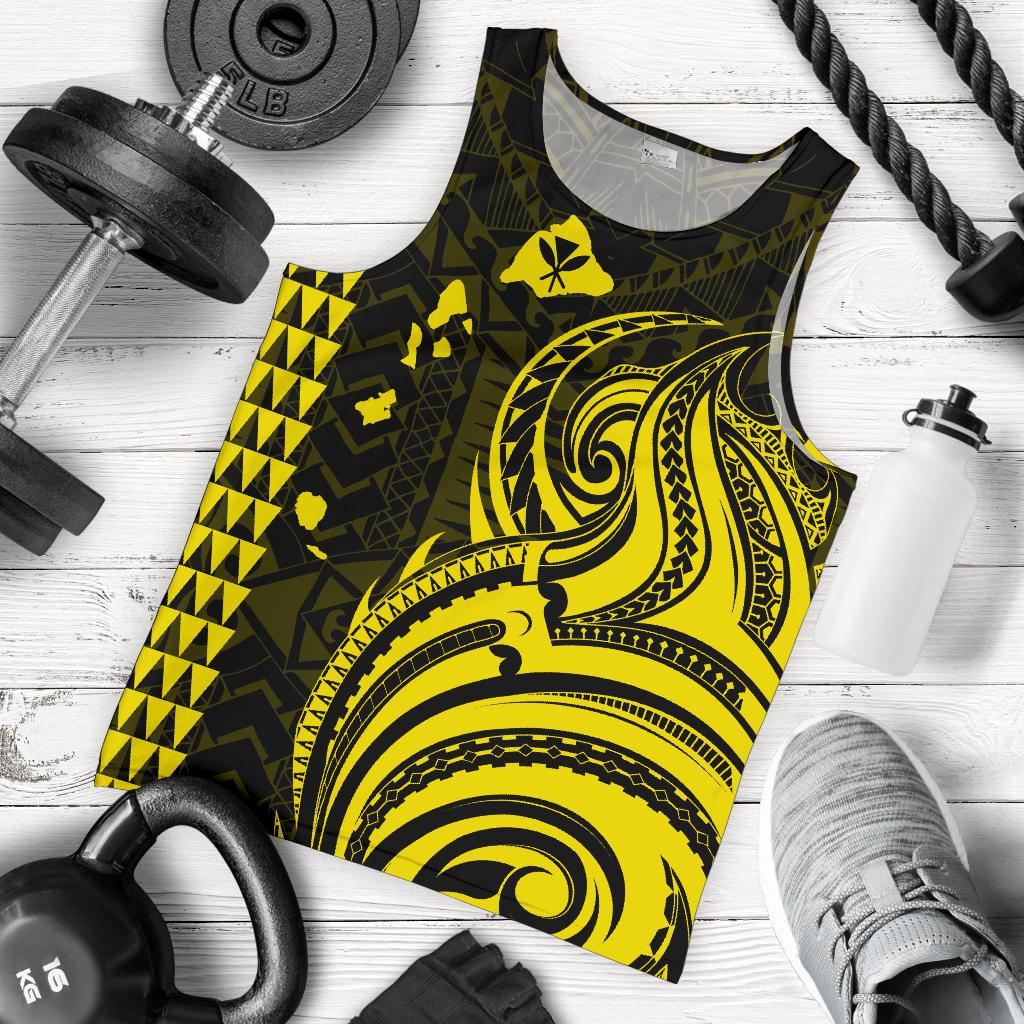 Kanaka Maoli Map Polynesian Tank Top Yellow - Polynesian Pride