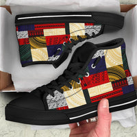 Polynesian High Top Shoes - Design Retro Patchwork - Polynesian Pride