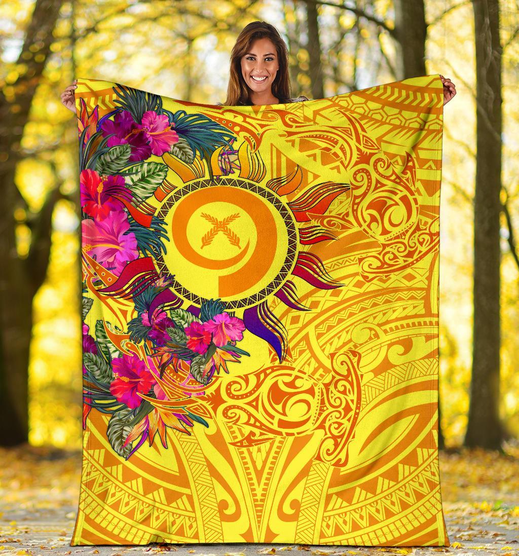 Polynesian Blankets - Vanuatu Symbols With Hibiscus - Polynesian Pride