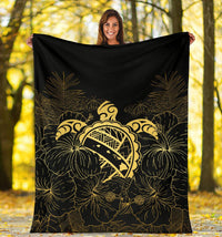 Hawaii Turtle Kanaka Golden Premium Blanket - Polynesian Pride