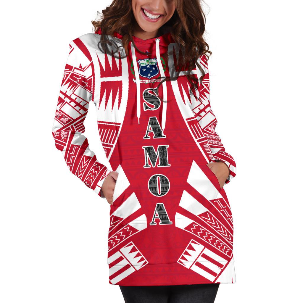 Samoa Hoodie Dress - Polynesian Tattoo Flag - Polynesian Pride
