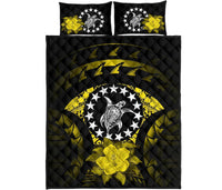 Cook Islands Polynesian Quilt Bed Set Hibiscus Yellow - Polynesian Pride